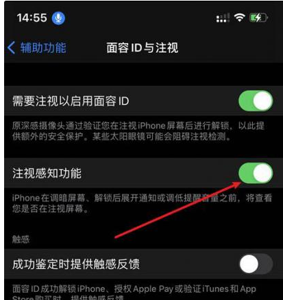 子洲苹果14维修网点分享iPhone14注视感知功能有什么用 